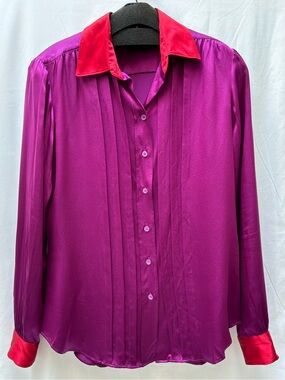 Moschino Magenta Button-Front Blouse with Red Contrasts